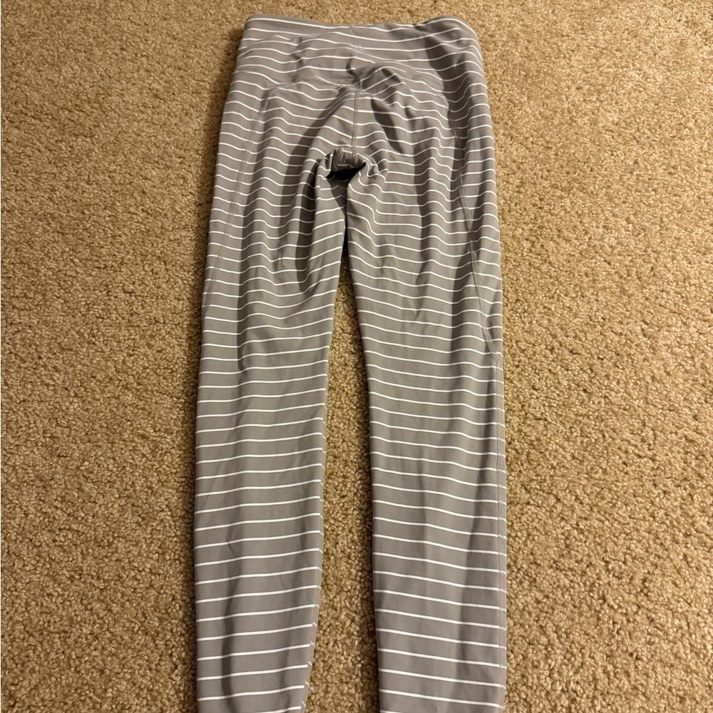 Athleta Taupe and White Striped Leggings - Picture 3 of 5
